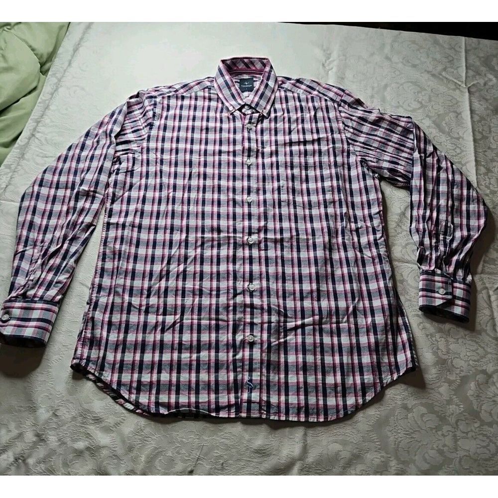 TAILORBYRD 1930 Collection RED WHITE‎ BLUE Plaid Gingham Long Sleeve Shirt Large - Picture 4 of 11